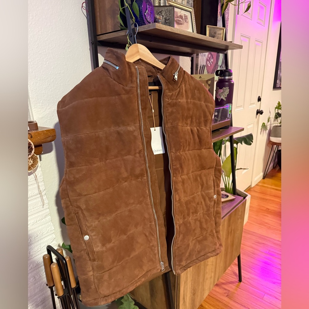 NWT 100% Suede Quince Vest with Hood